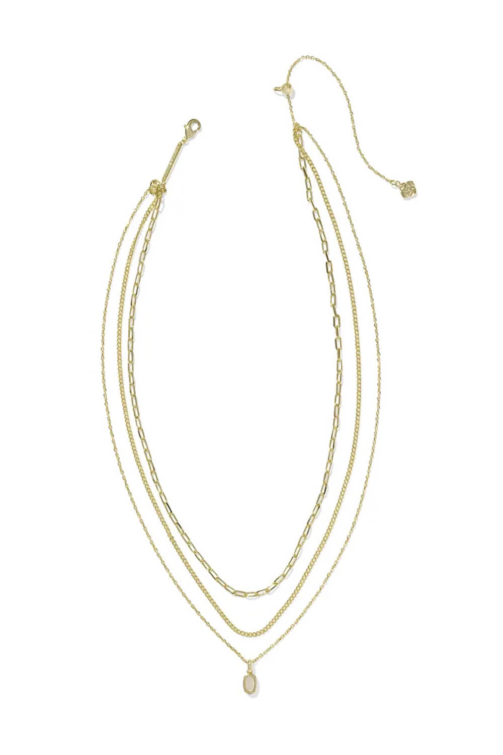 Kendra Scott Mini Elisa Gold Triple Strand Necklace in Iridescent Drusy