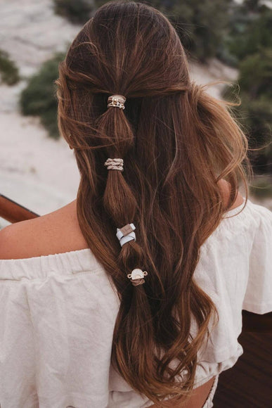 K’lani Rise Medium Hair Tie Bracelets in Beige