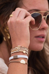 K’lani Rise Medium Hair Tie Bracelets in Beige
