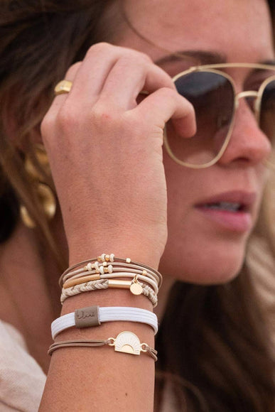K’lani Rise Medium Hair Tie Bracelets in Beige