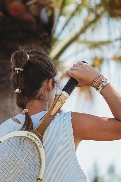 K’lani Rise Medium Hair Tie Bracelets in Beige