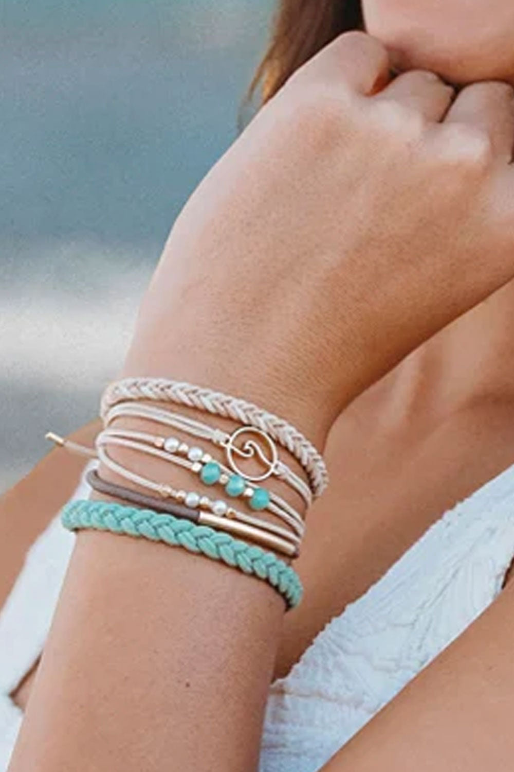 K'lani Reflect Medium Hair Tie Bracelets in Light Green | KL