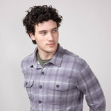 Hallstatt Knit Button Up Flannel Shirt for Men in Grey