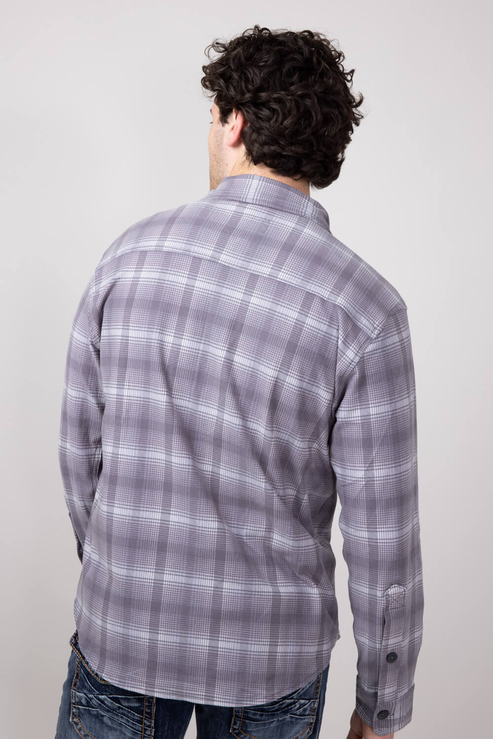 Hallstatt Knit Button Up Flannel Shirt for Men in Grey