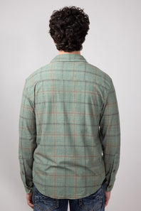 Hallstatt Knit Button Up Flannel Shirt for Men in Martini Olive