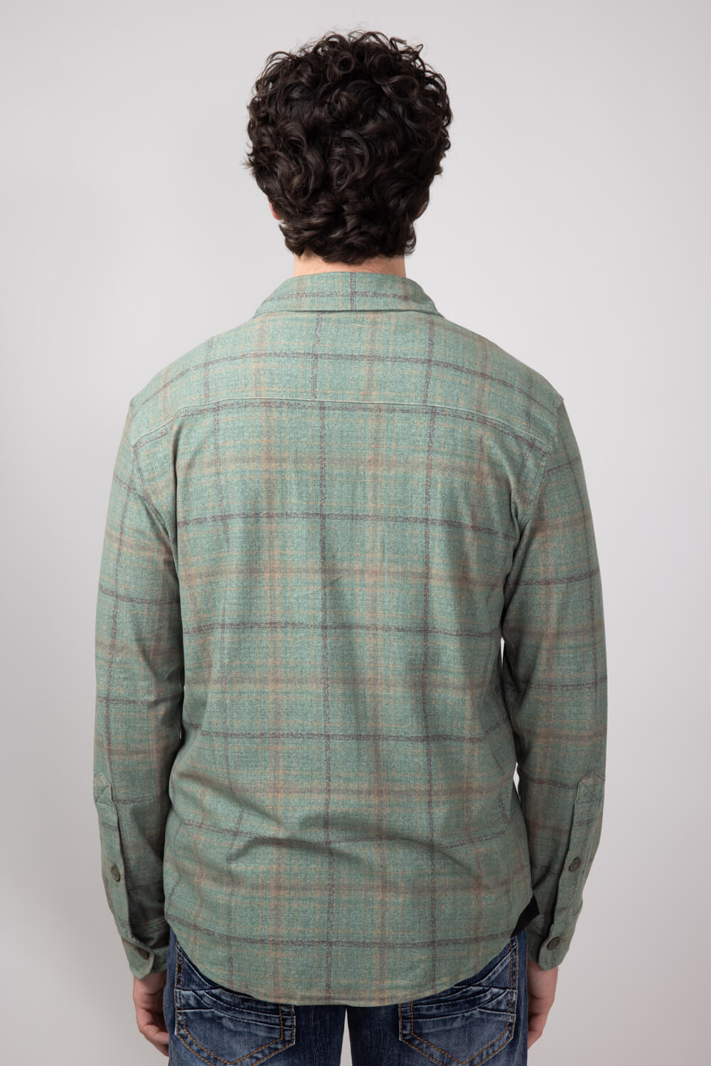 Hallstatt Knit Button Up Flannel Shirt for Men in Martini Olive