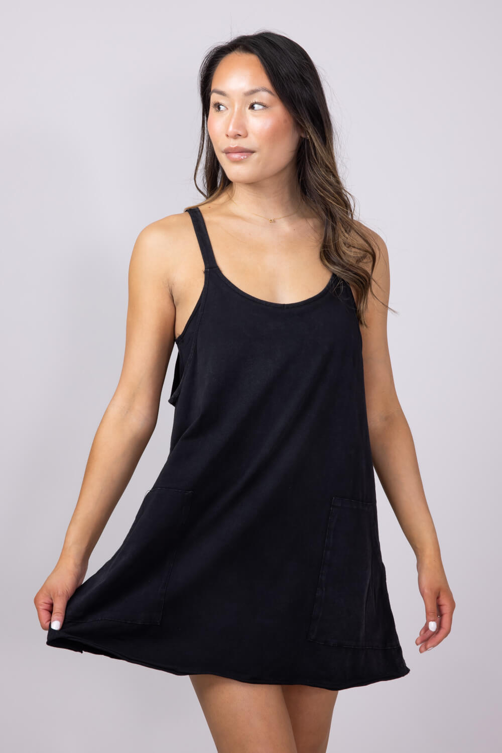 Knit Mini Romper Dress for Women in Black