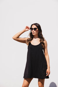 Knit Mini Romper Dress for Women in Black