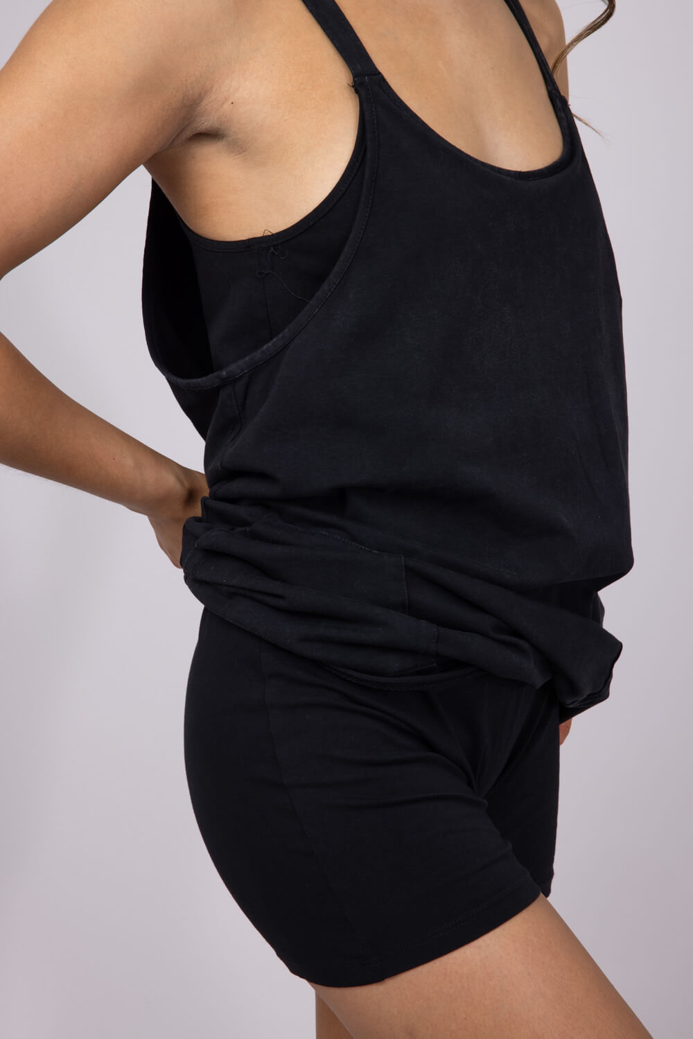 Knit Mini Romper Dress for Women in Black