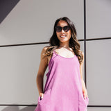 Knit Mini Romper Dress for Women in Orchid