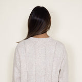 La Miel Check Pattern Crewneck Sweater for Women in Oatmilk