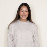 La Miel Check Pattern Crewneck Sweater for Women in Oatmilk