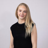 La Miel Crochet Knit Sweater Top for Women in Black