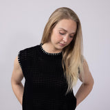 La Miel Crochet Knit Sweater Top for Women in Black