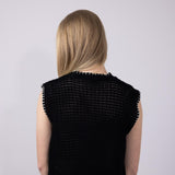 La Miel Crochet Knit Sweater Top for Women in Black