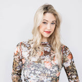 La Miel Floral Sheer Layering Top for Women in Black