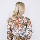 La Miel Floral Sheer Layering Top for Women in Black