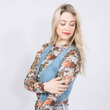 La Miel Floral Sheer Layering Top for Women in Black