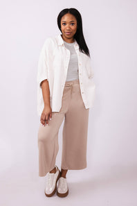 La Miel Gauze Button Down Shirt for Women in Soy Latte