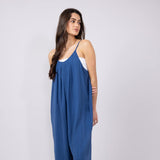 La Miel Wide Crop Jumpsuit for Women in Blue