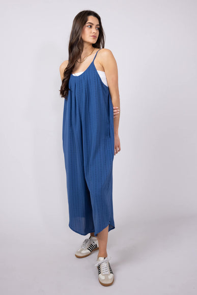 La Miel Wide Crop Jumpsuit for Women in Blue