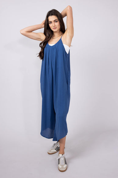 La Miel Wide Crop Jumpsuit for Women in Blue
