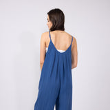 La Miel Wide Crop Jumpsuit for Women in Blue