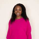 La Miel Ribbed Dolman Sweater for Women in Fuchsia