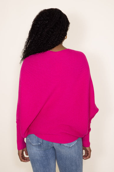 La Miel Ribbed Dolman Sweater for Women in Fuchsia