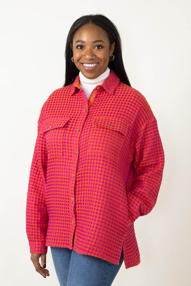 La Miel Two Tone Thermal Shacket for Women in Orange