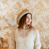Crochet Long Sleeve Top for Women in Ivory