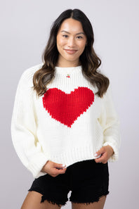 Heart Sweater for Women in White