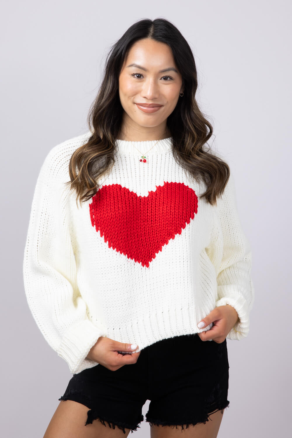 Heart Sweater for Women in White