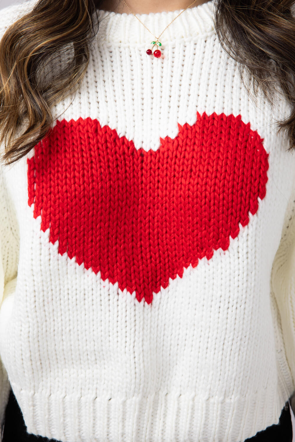 Heart Sweater for Women in White