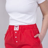 High-Rise Bow Patch Boxer Shorts for Women in Red