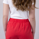 High-Rise Bow Patch Boxer Shorts for Women in Red