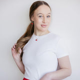 High-Rise Bow Patch Boxer Shorts for Women in Red