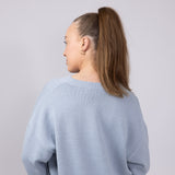 Bear Cherry Crewneck Sweater for Women in Light Blue