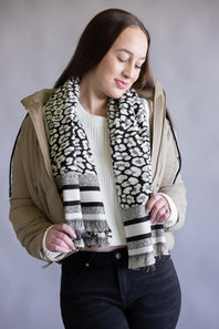 Leopard Print Scarf for Women in Black