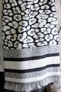 Leopard Print Scarf for Women in Black