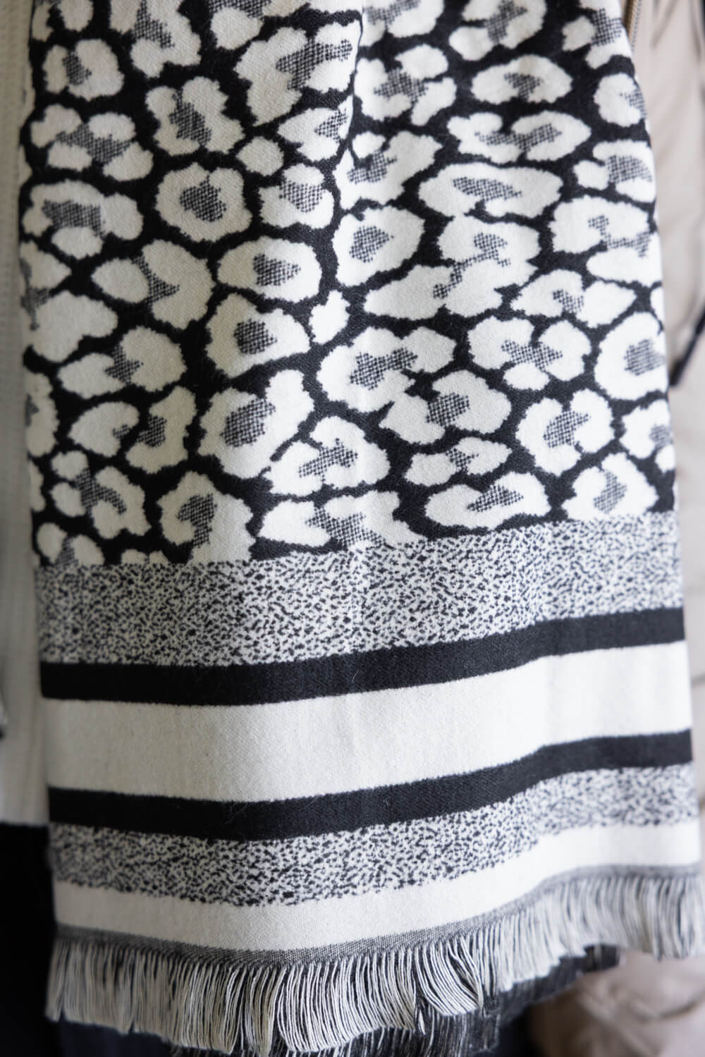 Leopard Print Scarf for Women in Black