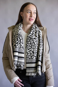 Leopard Print Scarf for Women in Black