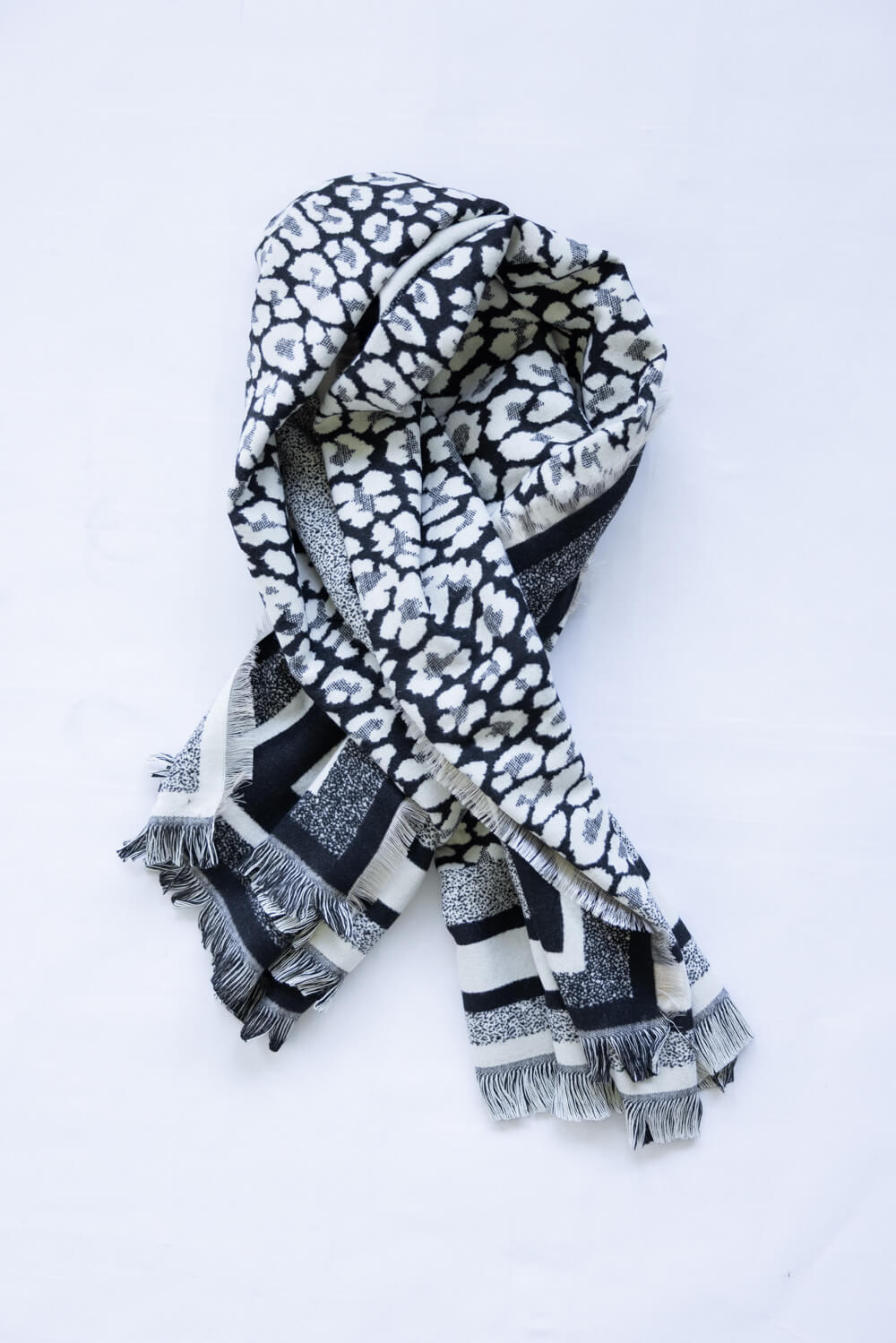 Leopard Print Scarf for Women in Black