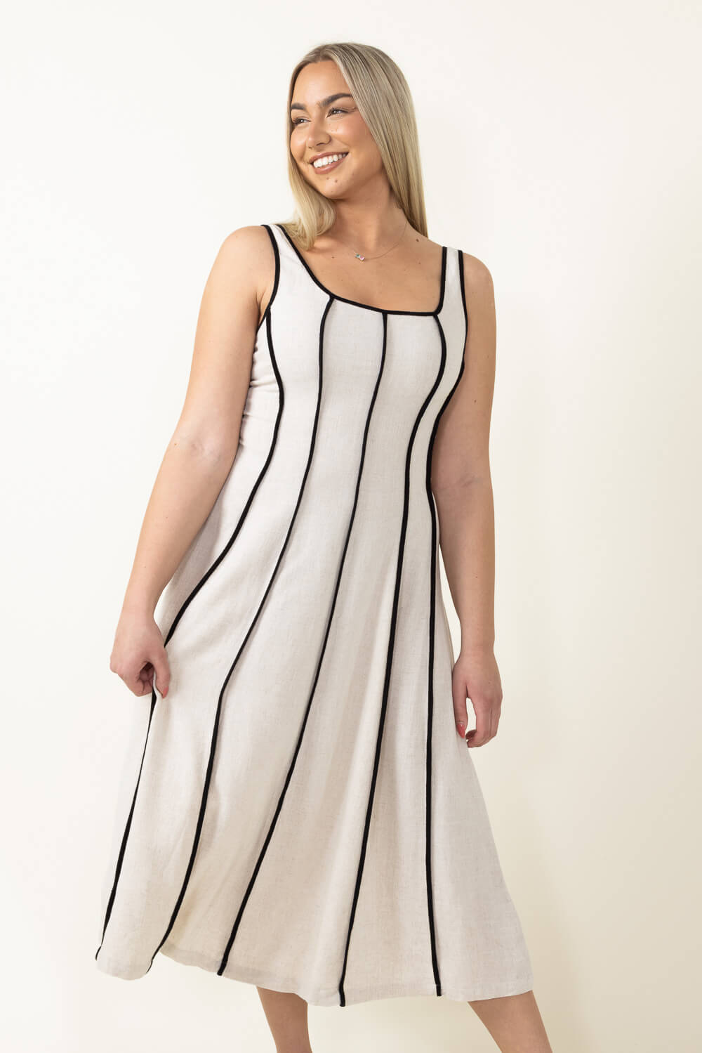 Illa Illa Linen Midi Dress for Women in Natural | IM7512-NATURAL Glik's Illa Illa Linen Midi Dress for Women in Natural | IM7512-NATURAL Glik's