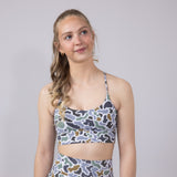 Local Girl Crossover Strap Sports Bra for Women in Dark Grey Camo