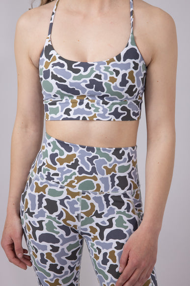 Local Girl Crossover Strap Sports Bra for Women in Dark Grey Camo