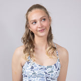Local Girl Crossover Strap Sports Bra for Women in Light Grey Camo
