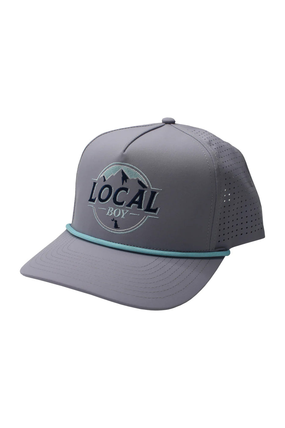 Local Boy Latte Perforated Rope Hat for Men in Grey