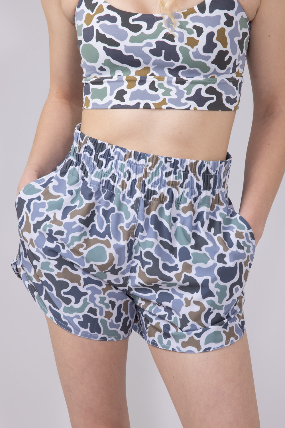 Local Girl High Waisted Volley Shorts for Women in Dark Grey Camo