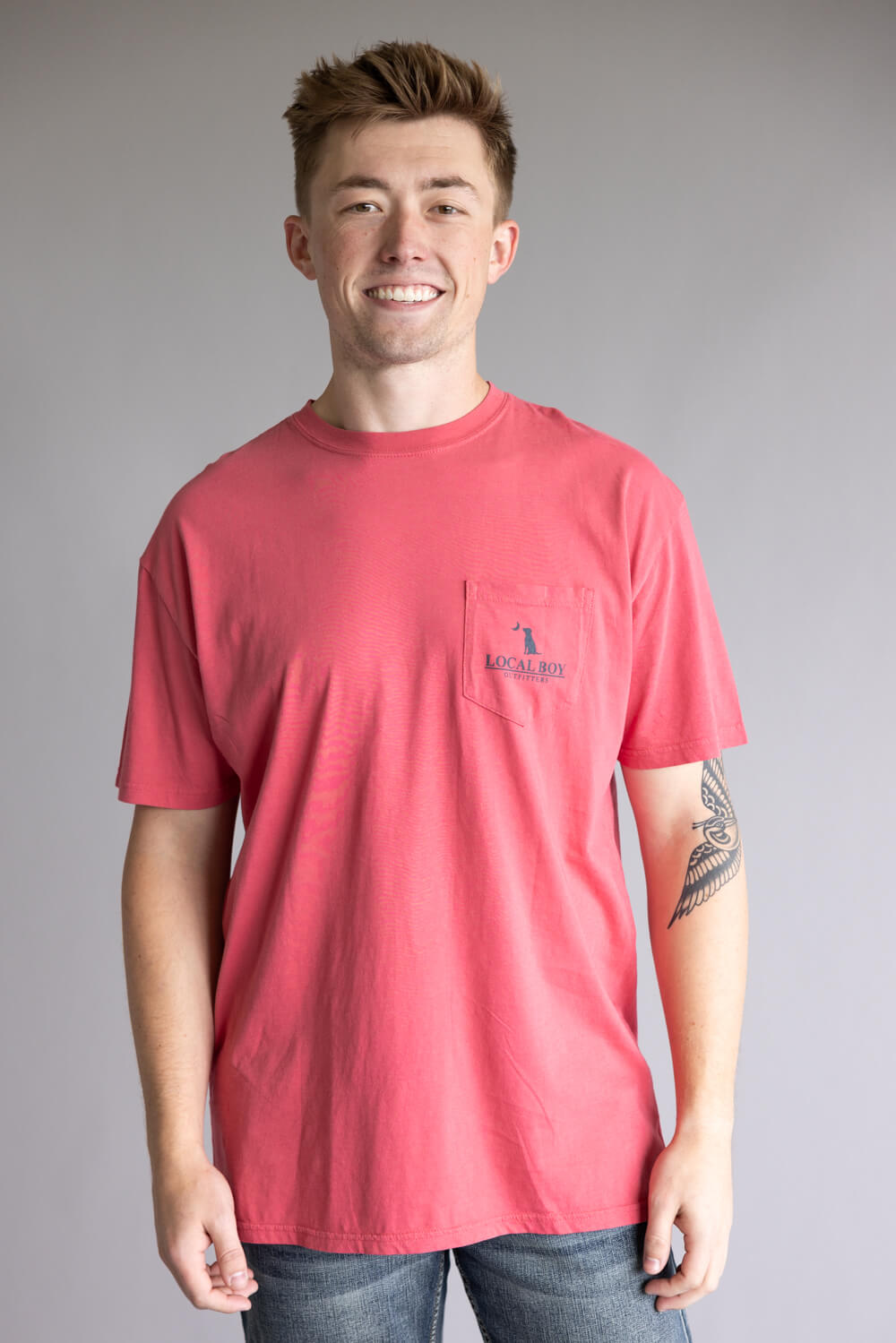 Local Boy Antler Retrieve Tee for Men in Brick Red